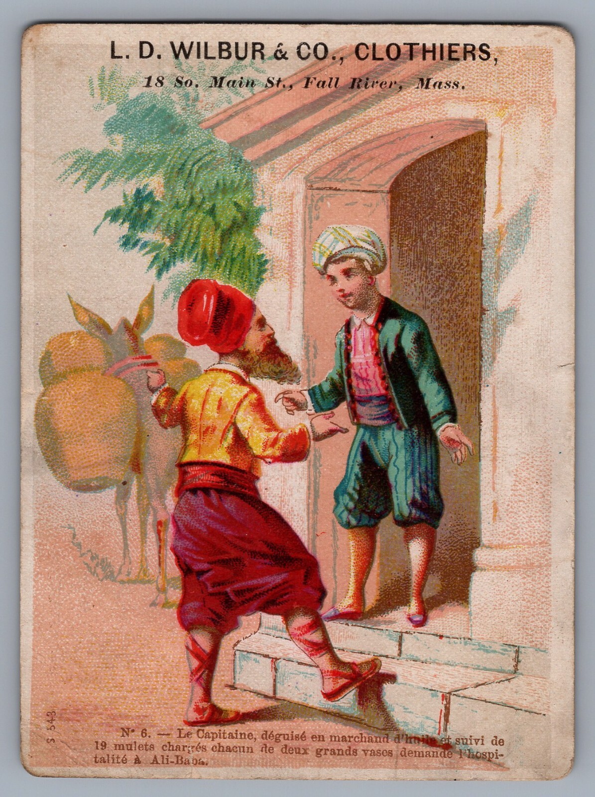 1800s Victorian Trade Card LD Wilbur & Co Clothiers Fall River Massachusetts
