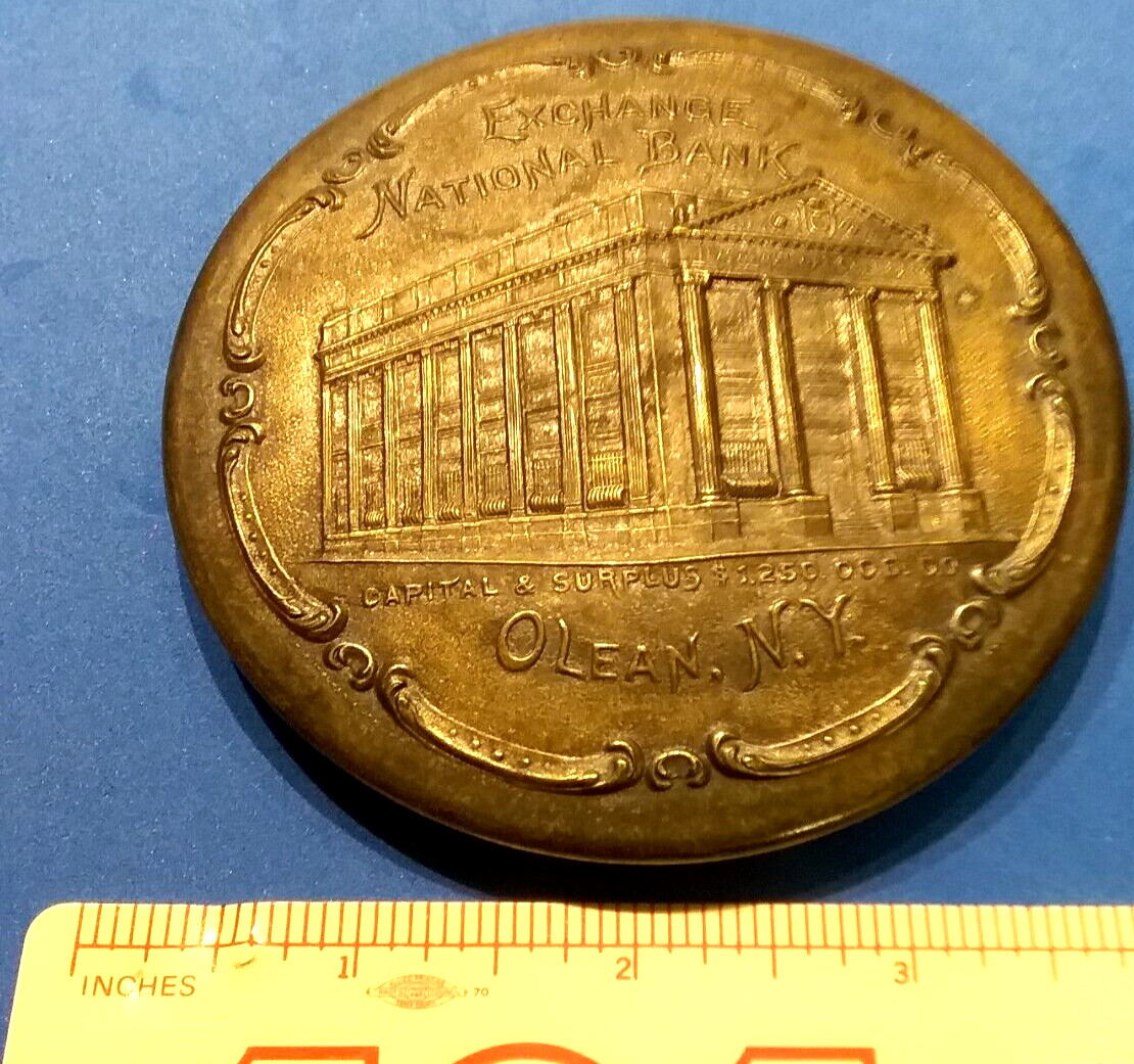 (Pgasteelers1) Olean, New York Exchange National Bank Adv. Mirror circa 1910🌠