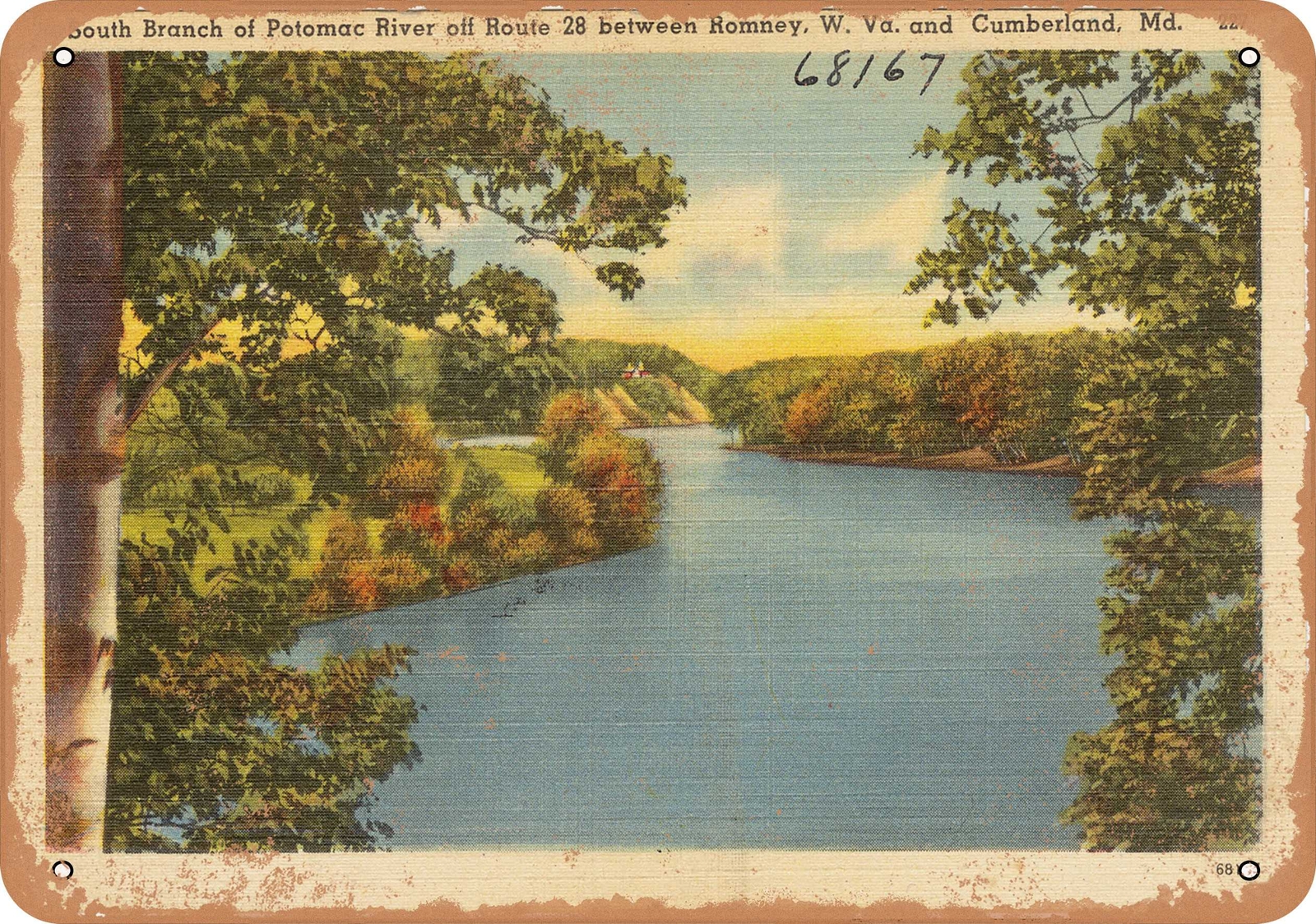 METAL SIGN – Maryland Postcard – South Branch of Potomac River off Route 28 bet