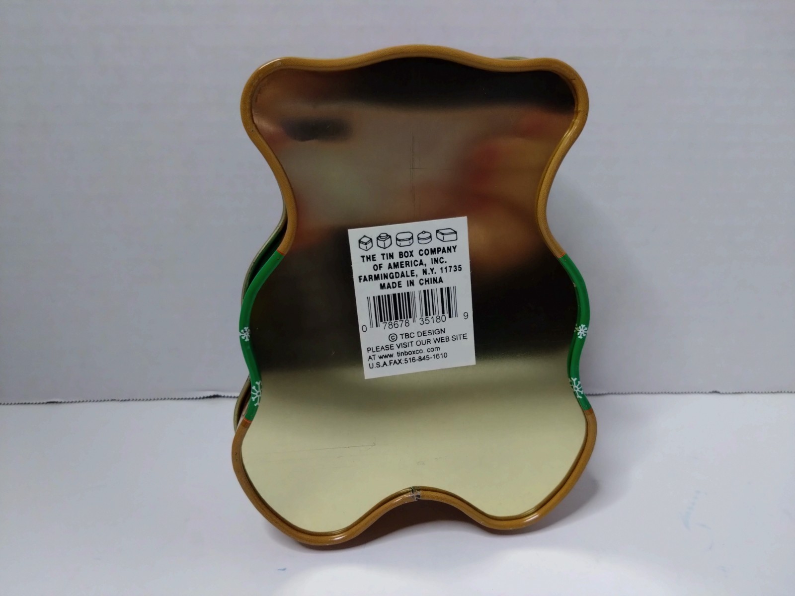 Happy Holidays Tin Box Company Of America Vintage Molded Teddy Bear Tin
