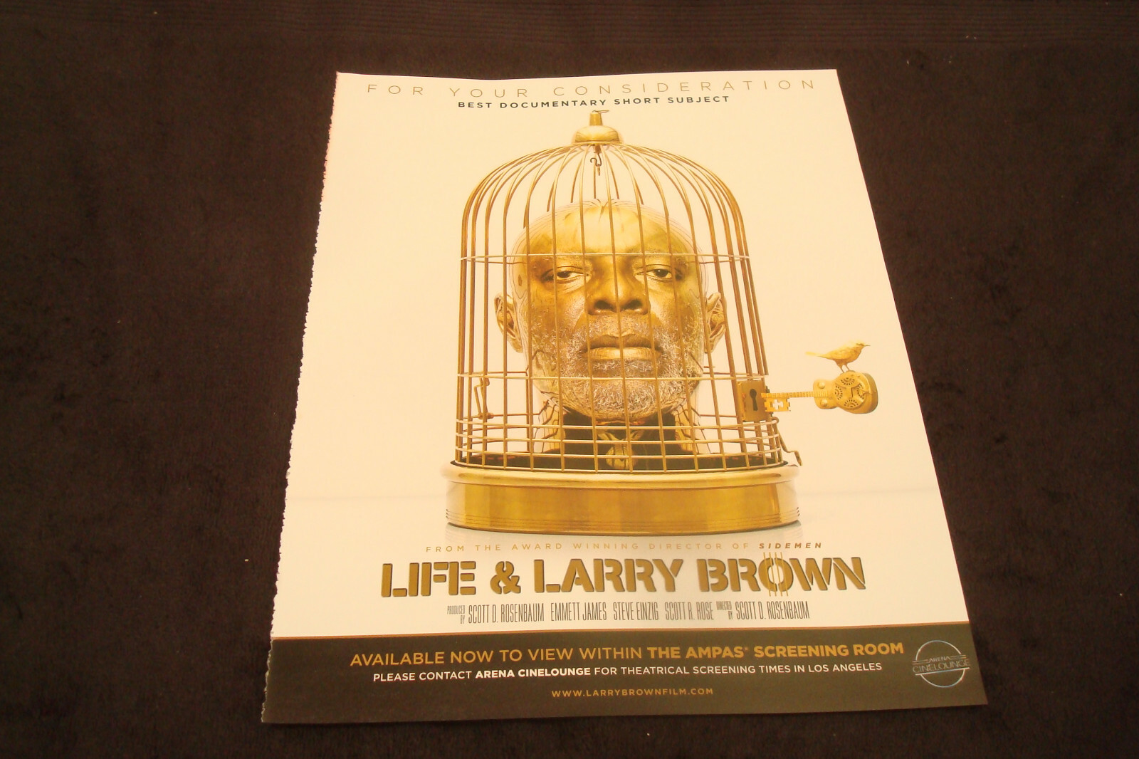 LIFE & LARRY BROWN 2020 Oscar ad Best Documentary Short Subject w/ head in cage