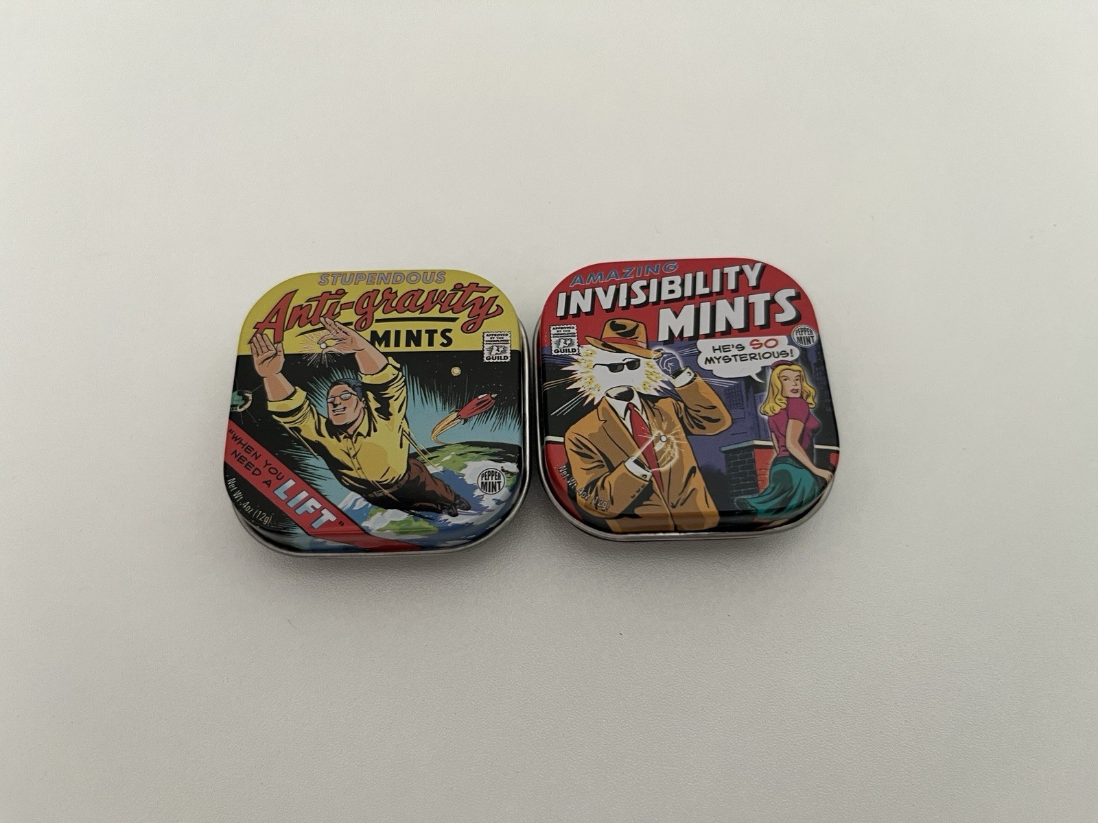Unemployed Philosophers Guild Mint Tins Empty 2pc Invisibility Anti Gravity