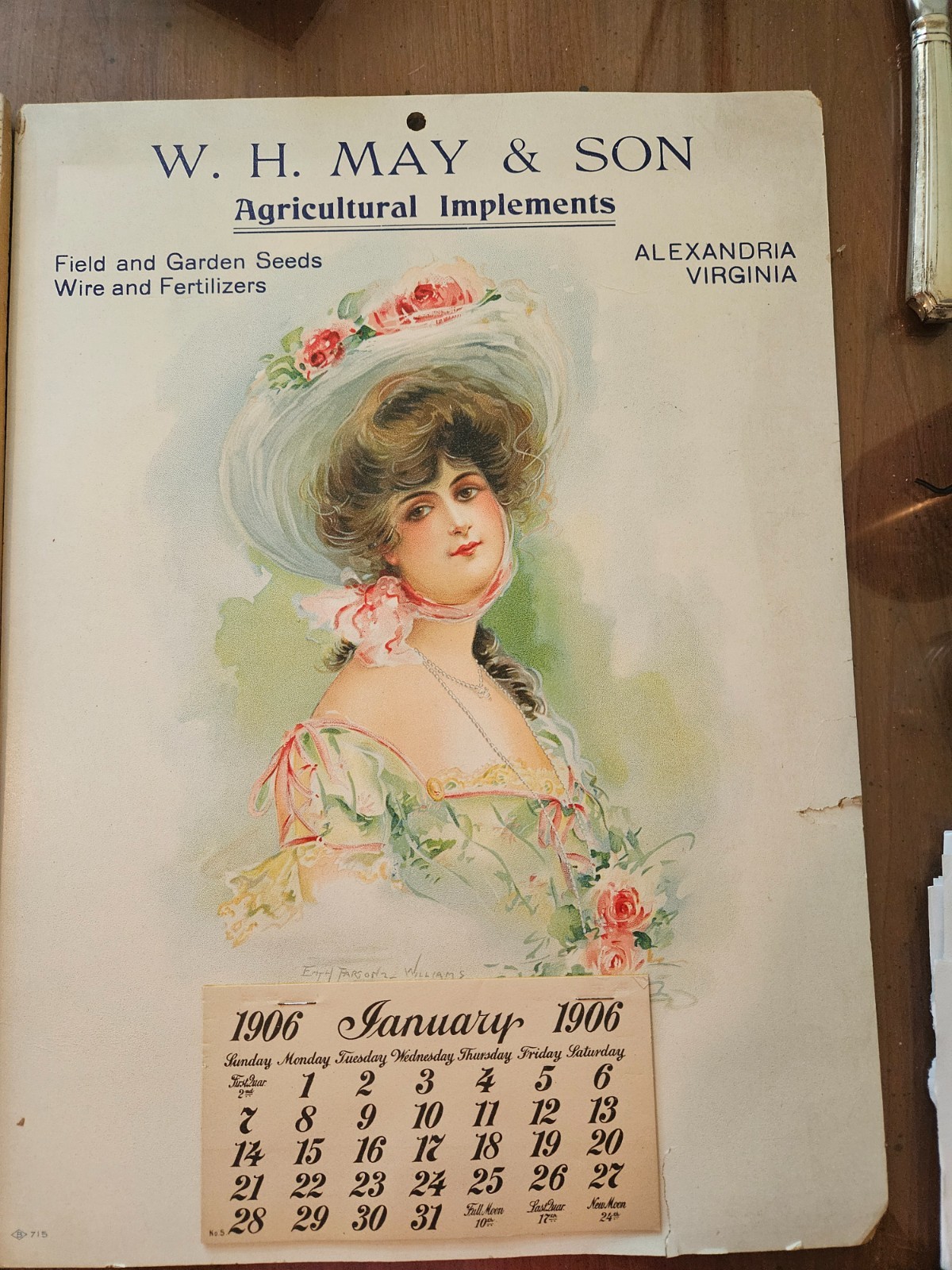 vintage 1906 advertising wall calendar