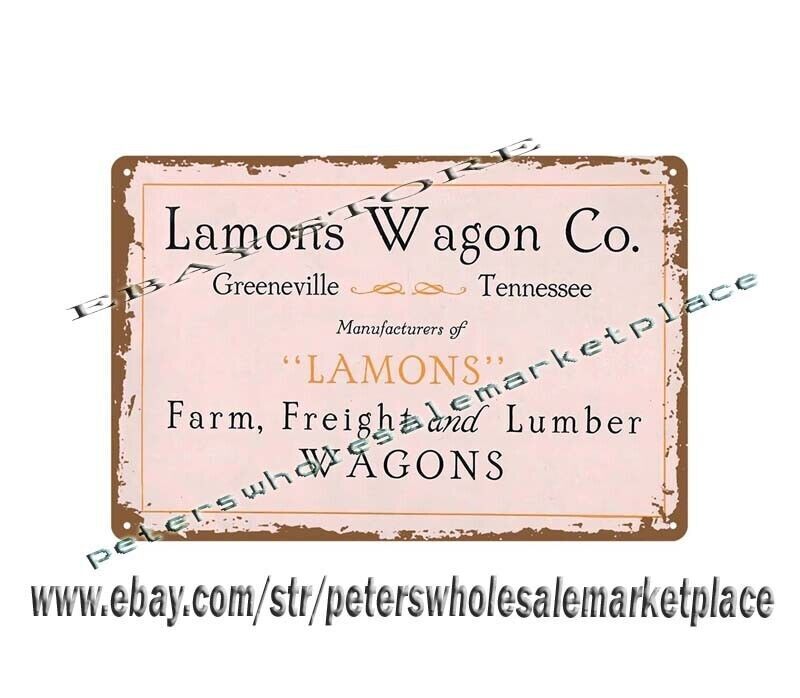 1910 HORSE DRAWN LAMON WAGON GREENEVILLE TENNESSEE metal tin sign kitchen decor