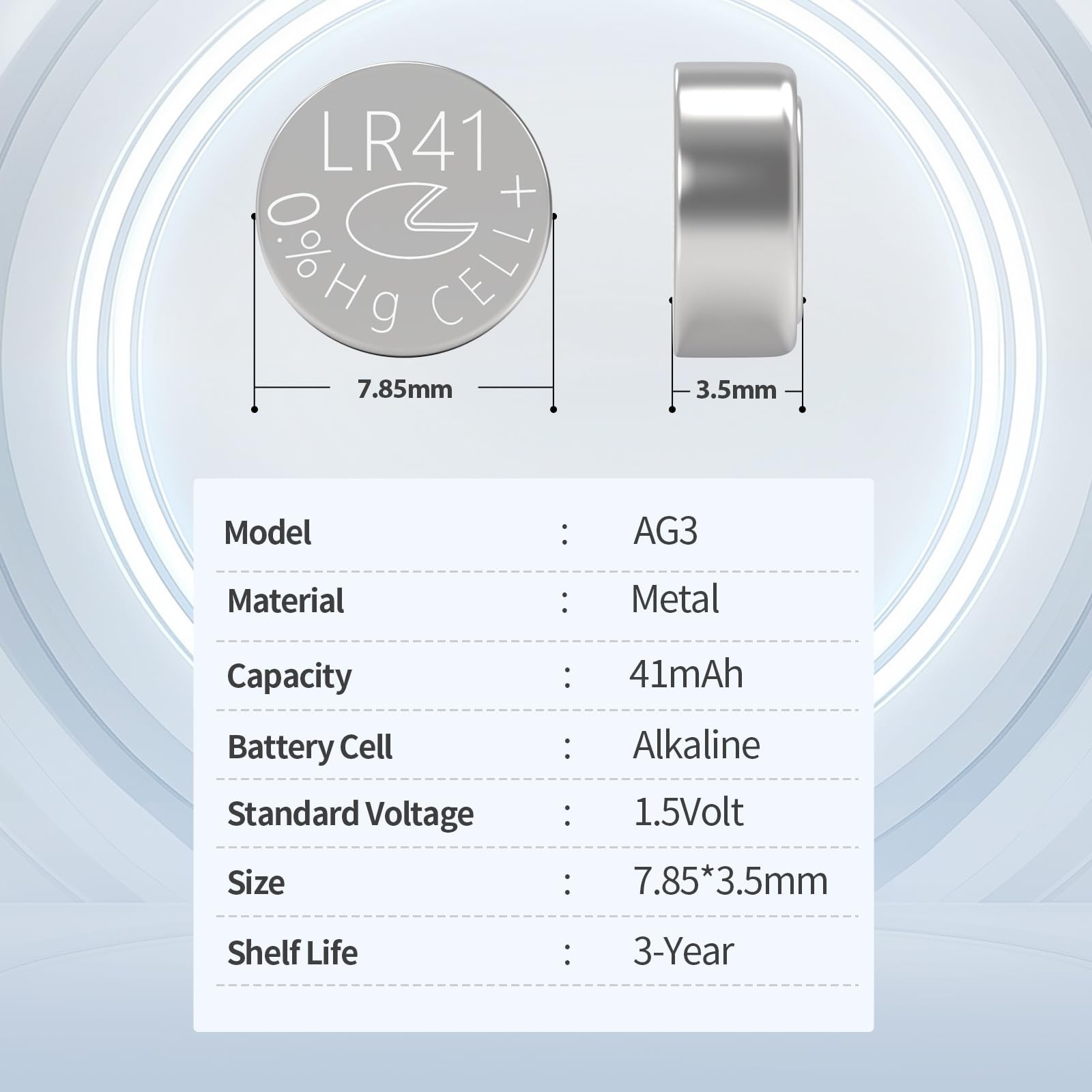 PKCELL LR41 Button Batteries 10 Count AG3 392 384 192 Alkaline Battery | 1.5V…