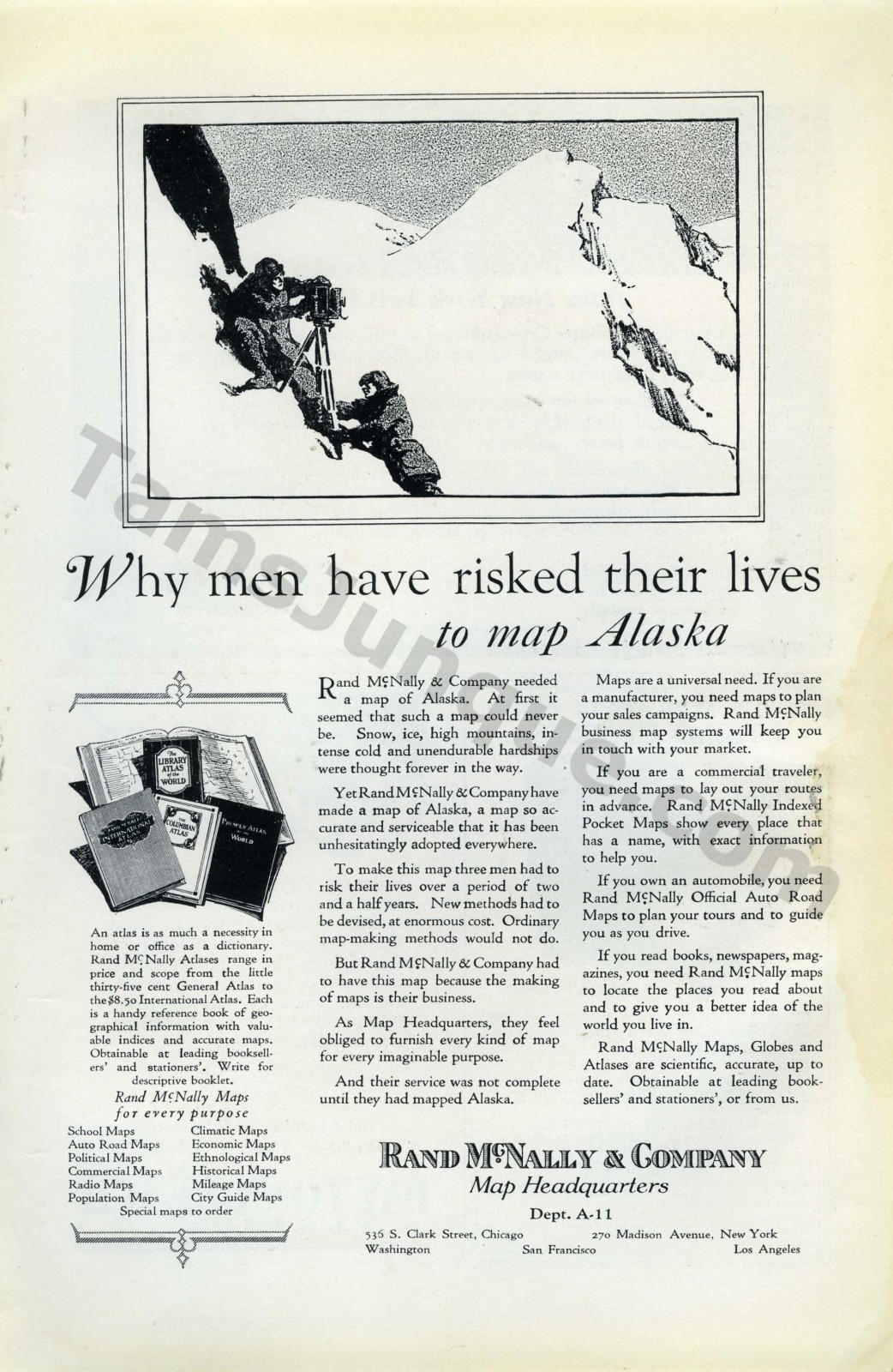 1926 Rand McNally Paper Maps Travel Vintage MAGAZINE PRINT AD Wall Decor! (4829)