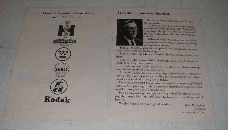 1967 Transamerica Corp. Ad – Companies with Assets