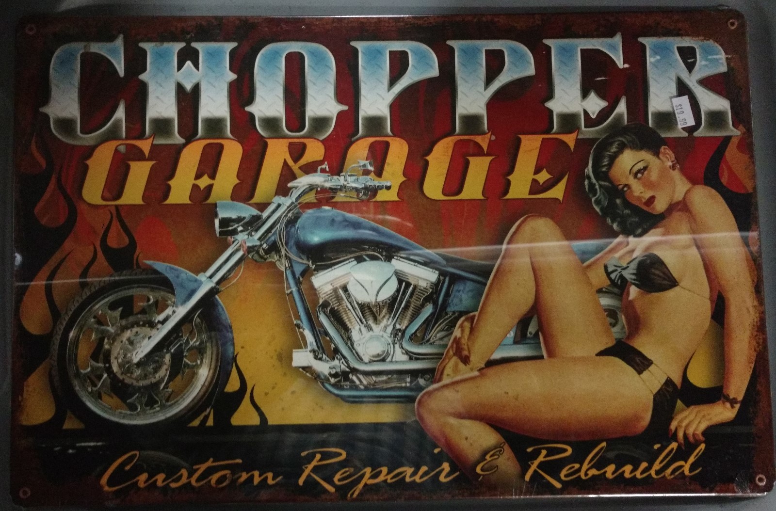 18″ X 12″ – Chopper Garage Pin-Up – Metal Sign – Reproduction