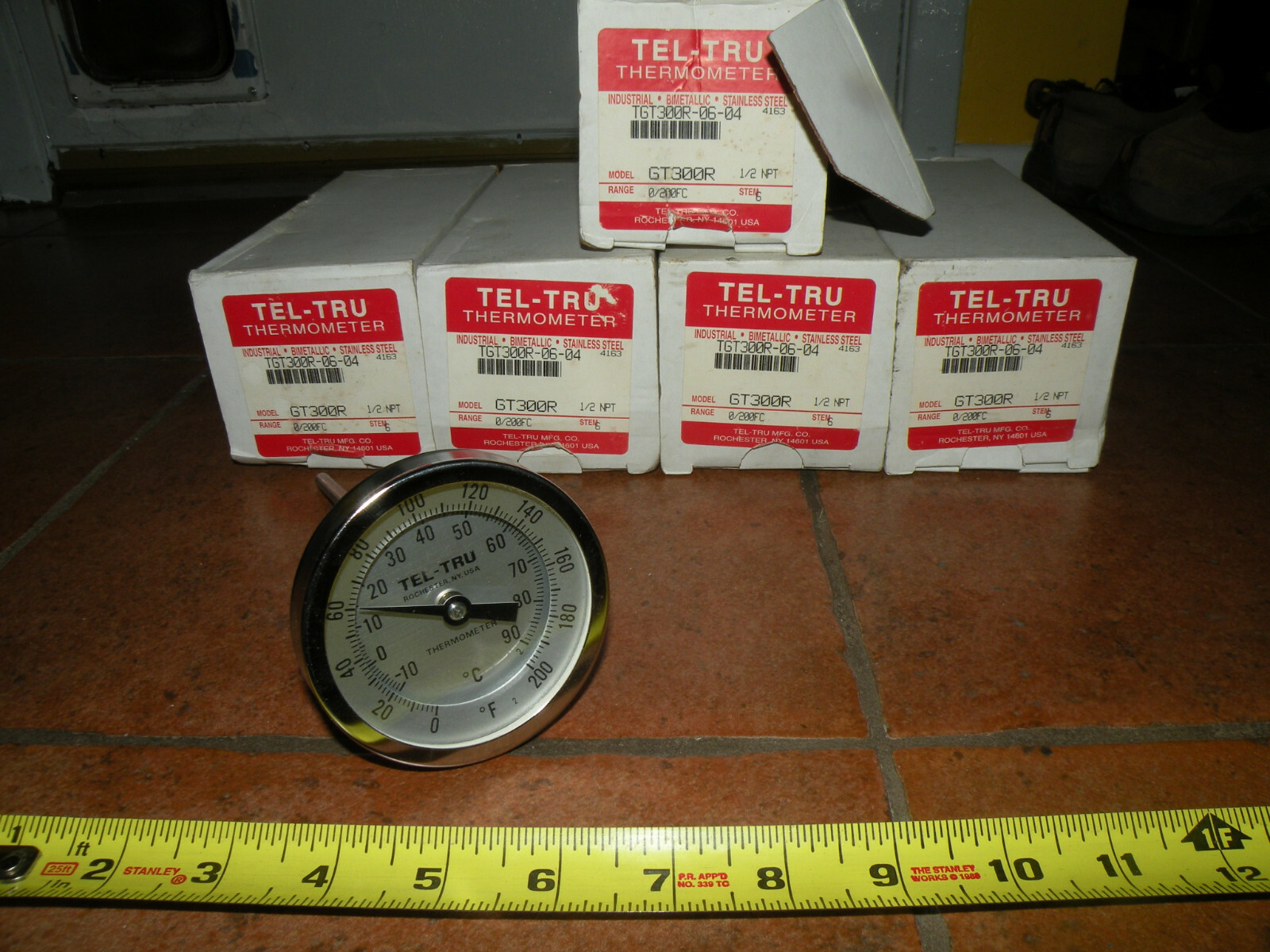 (1) Tel-Tru Thermometer 6″ Stem 0-200°F / -10-90°C TGT-300R-06-04 NIB