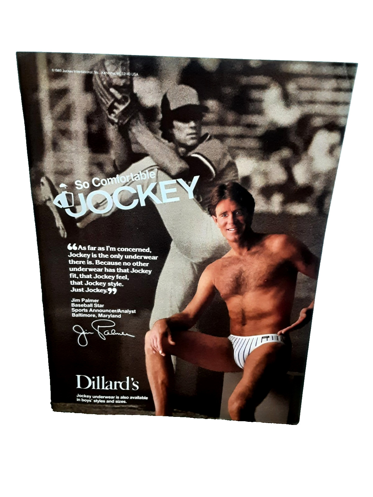 1990 Jockey Underwear Vintage Print Ad Jim Palmer Baseball Star