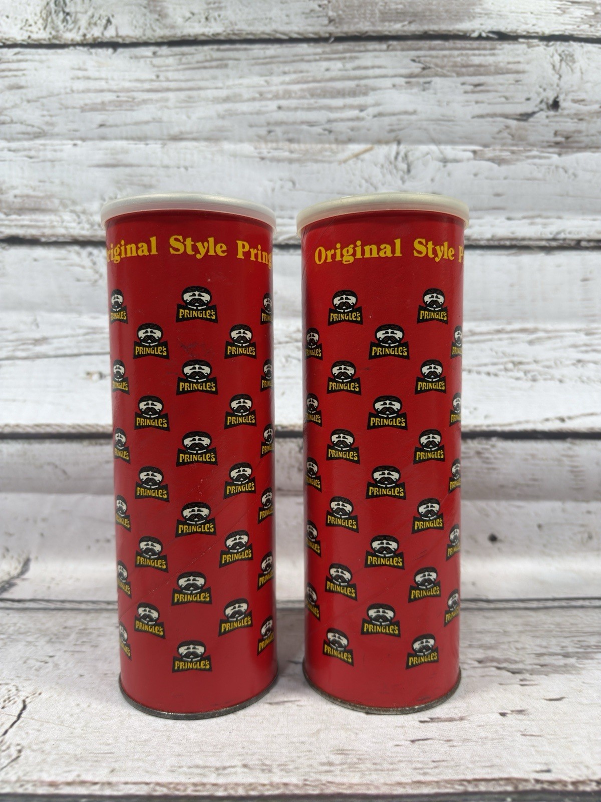 VTG Original Style Pringles All Over Print Logo 1970s Advertising Chip Can W/Lid