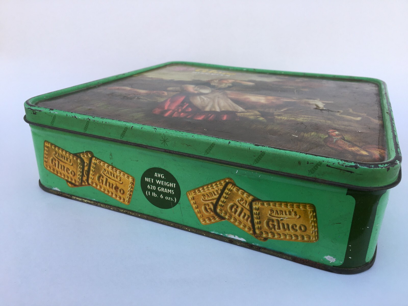 Old Vintage Parle Gluco Biscuits Ad. lady Print Litho Tin Box Collectible