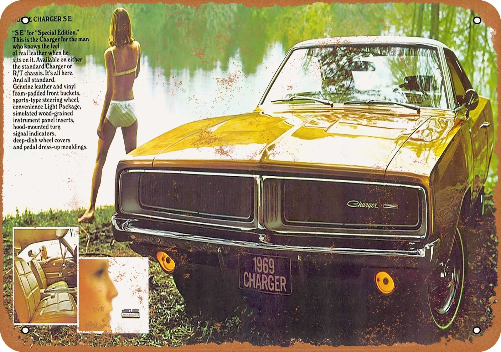 METAL SIGN – 1969 Dodge Charger SE Special Edition – Vintage Look Reproduction
