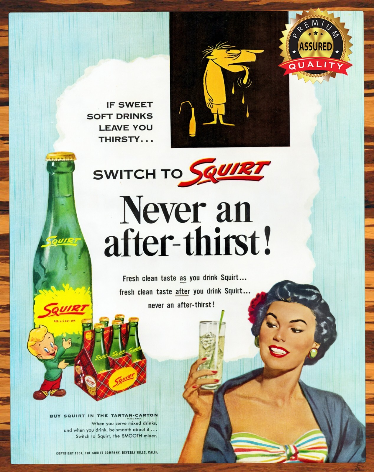 Squirt – Soda – Never an After-Thirst – 1950s – Metal Sign 11 x 14