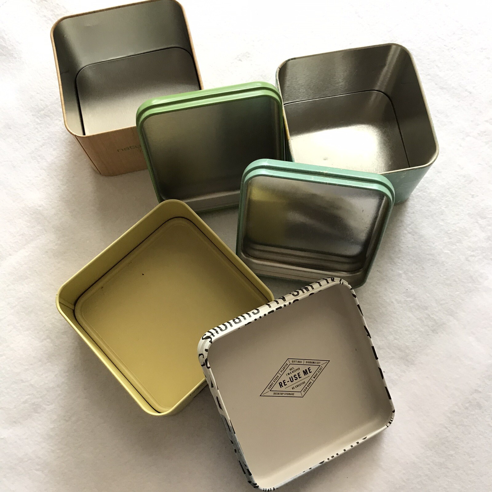 Lot 3 Empty FOSSIL Watch Boxes Collectible Tins Yellow Rotary Phone Print Shop