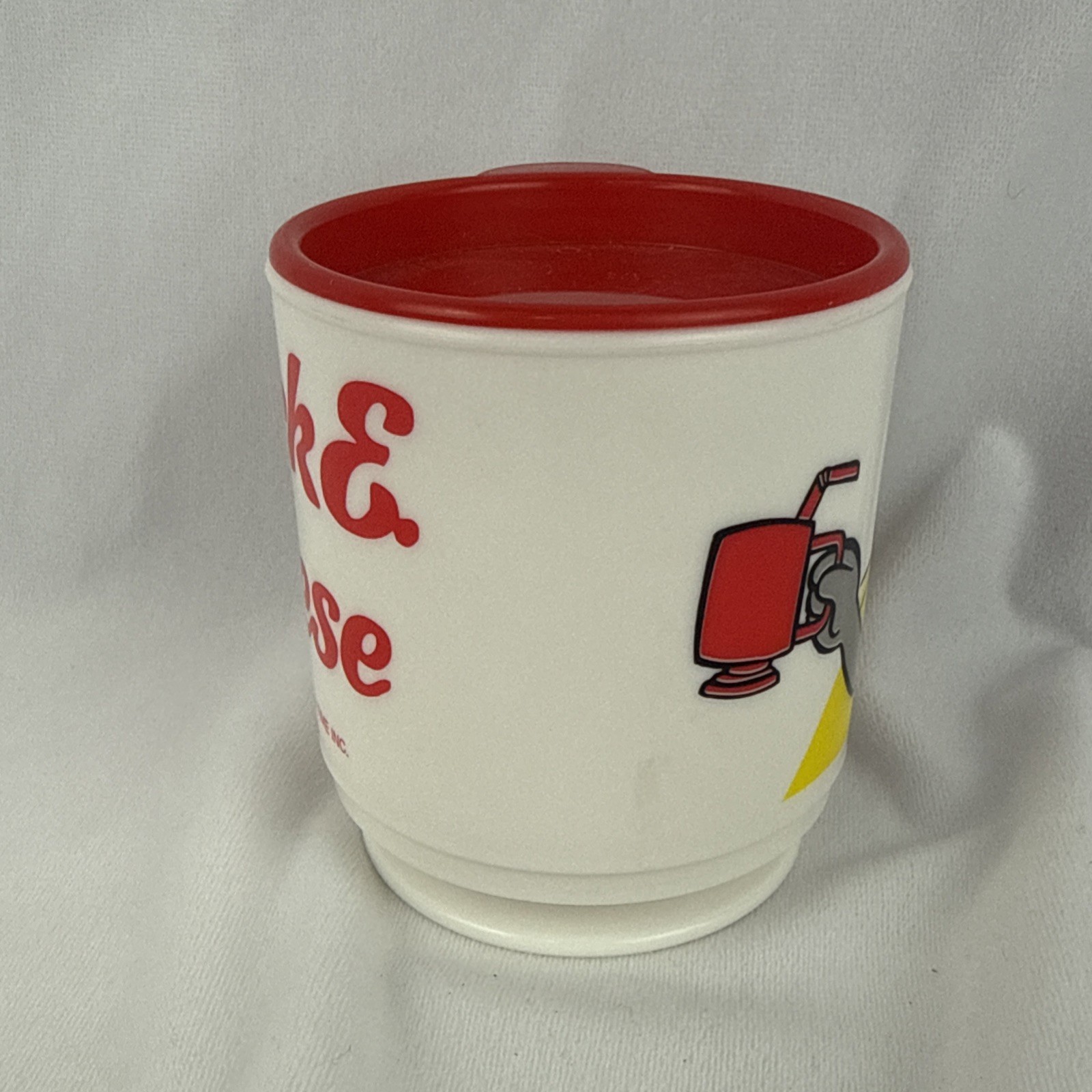 Chuck E. Cheese Showbiz Pizza Time 1991 Plastic Cup Mug Advertising With Lid