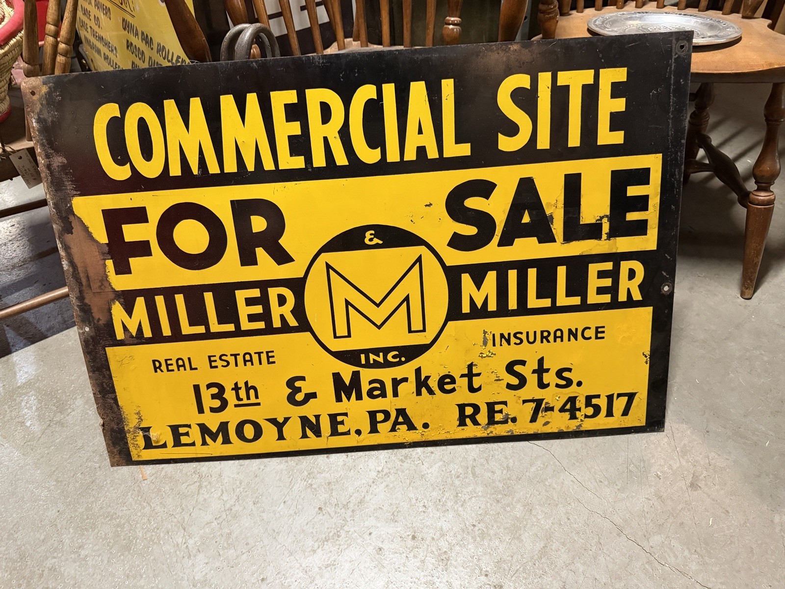Vintage Sign Miller & Miller Real Estate Painted Metal