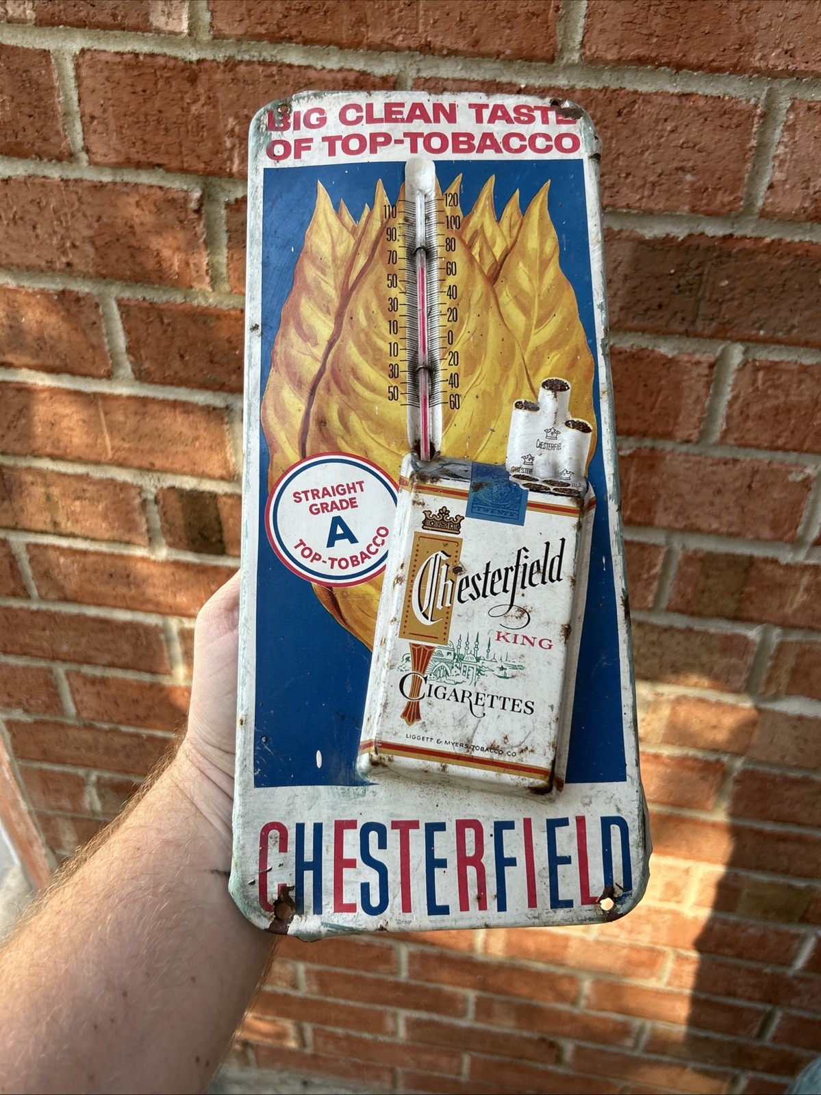 Vintage CHESTERFIELD “ Big Clean Taste” Thermometer 1950s 60s Decor