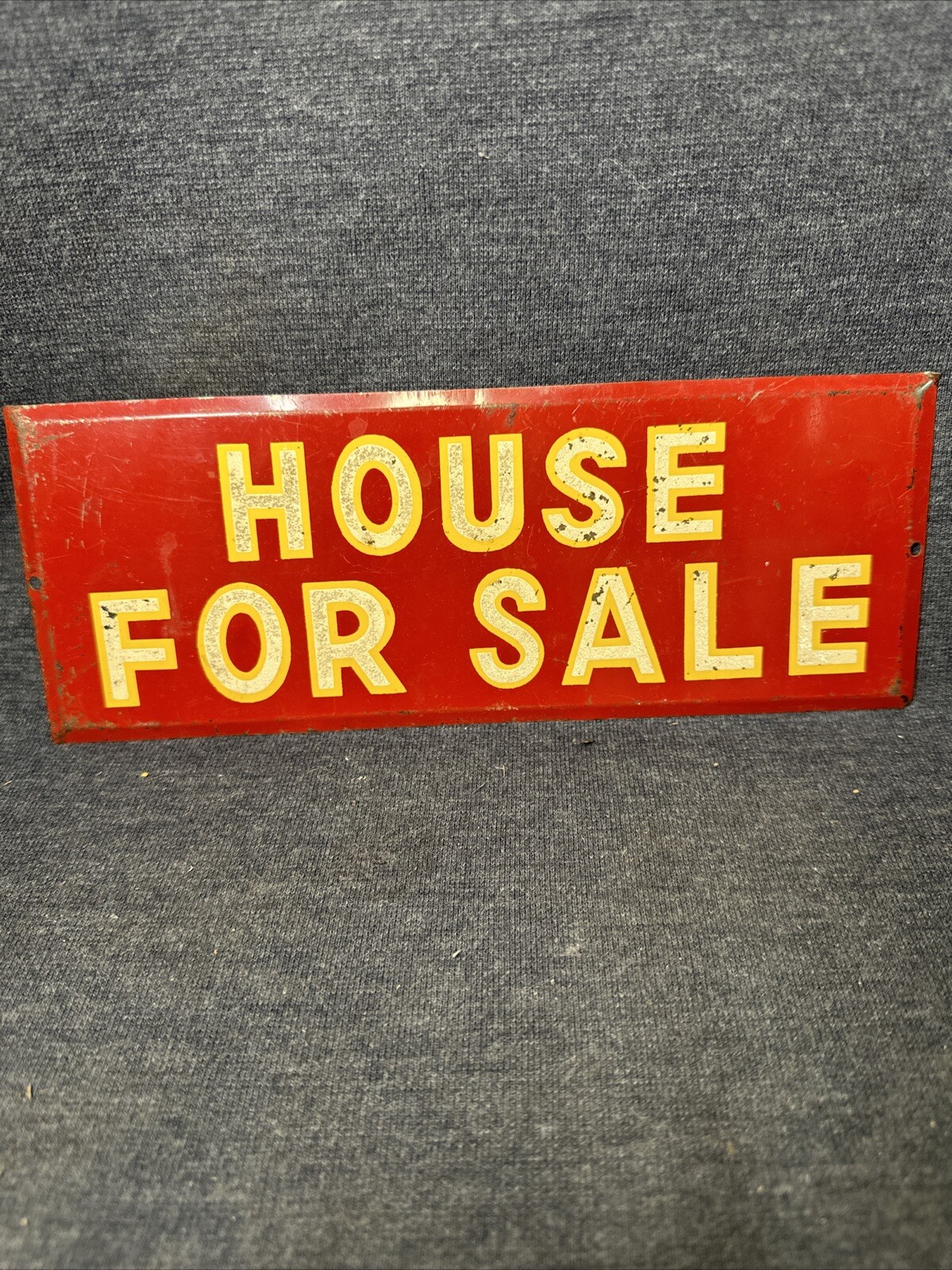 Vintage Metal House For Sale Sign Reflective Lettering 9 1/4″ X 3 1/2″