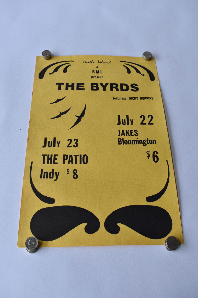 Vintage Original The Byrds & Nicky Hopkins Concert Tour Promo Poster Indiana VTG
