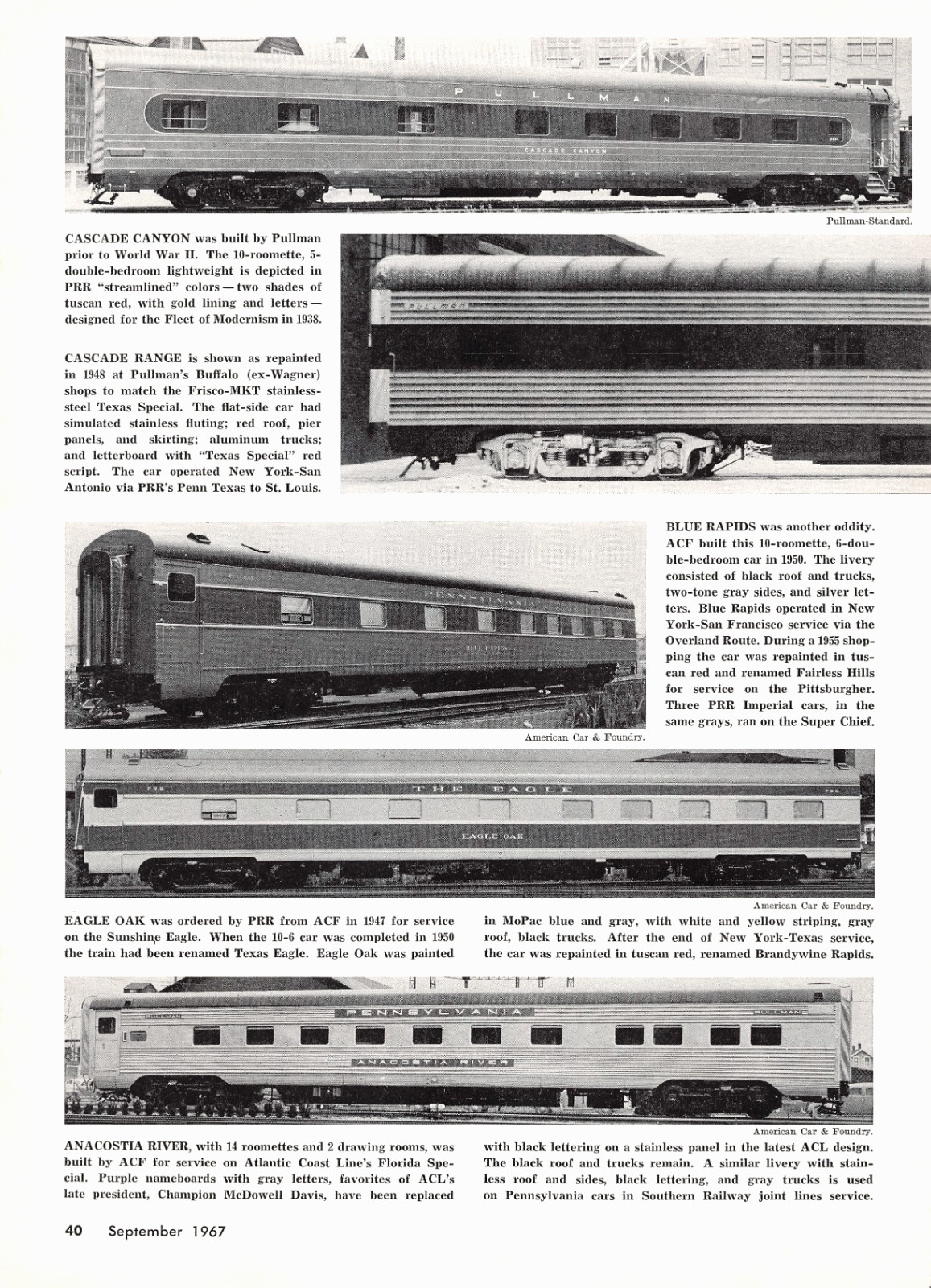 Pennsylvania Railroad Pssenger Pullman Cars Historic Sampling Mag Excerpt