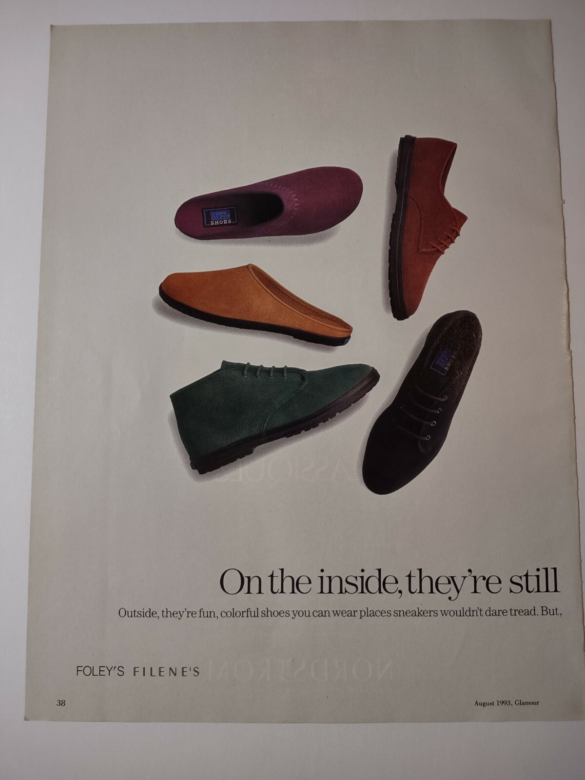 Foleys Filenes Fashion Apparel Shoes On the Inside Vintage 1990s Print Ad