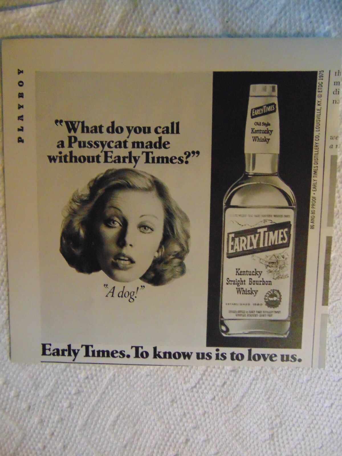 1976 EARLY TIMES Whisky Make a PUSSYCAT DRINK vintage art print ad