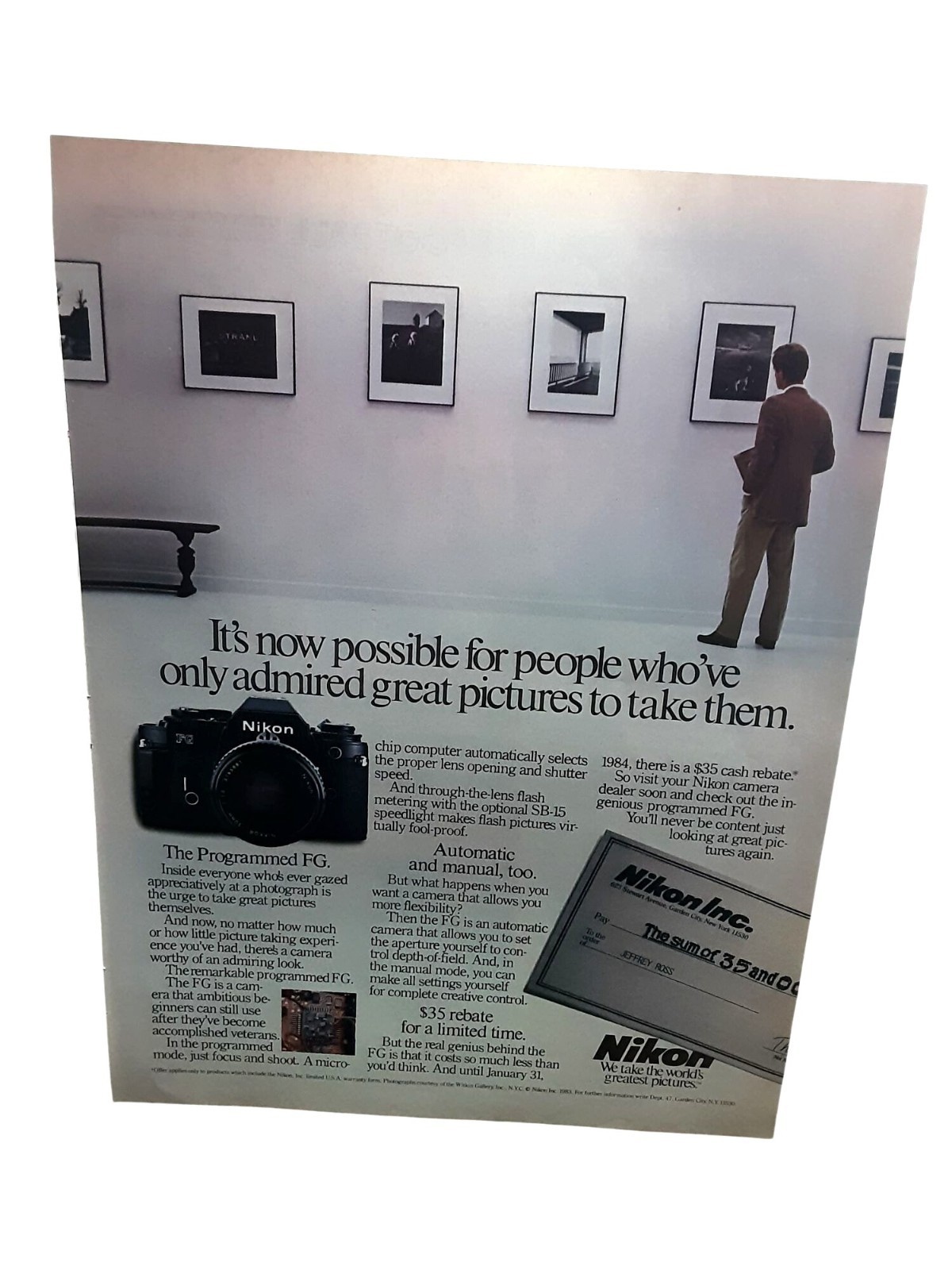 1983 Nikon FG Camera Ad Programmed FG Photography Vintage Print