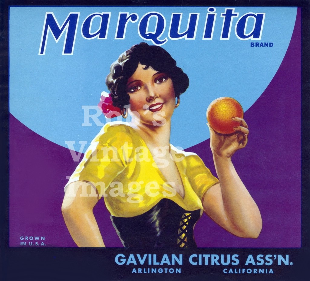 Arlington, California Marquita Pretty Lady Orange Citrus Fruit Label Art Print