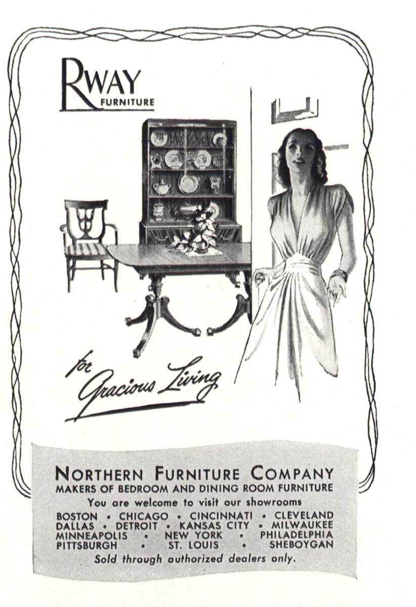 1947 Rway Northern Furniture: Dining Rooom Vintage Print Ad