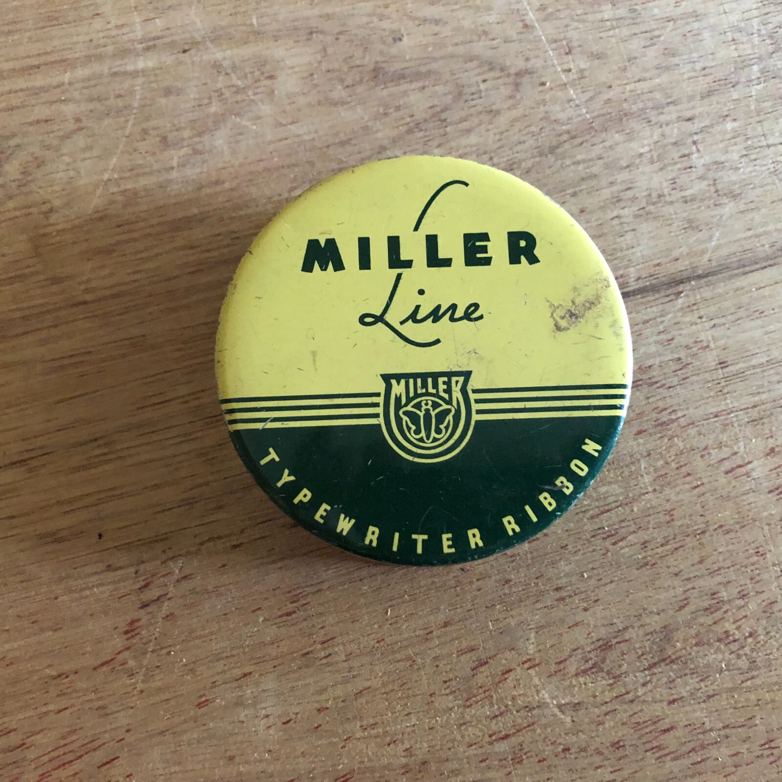Miller Line Typewriter Ribbon Tin Empty Advertising Smith Corona Vintage USA