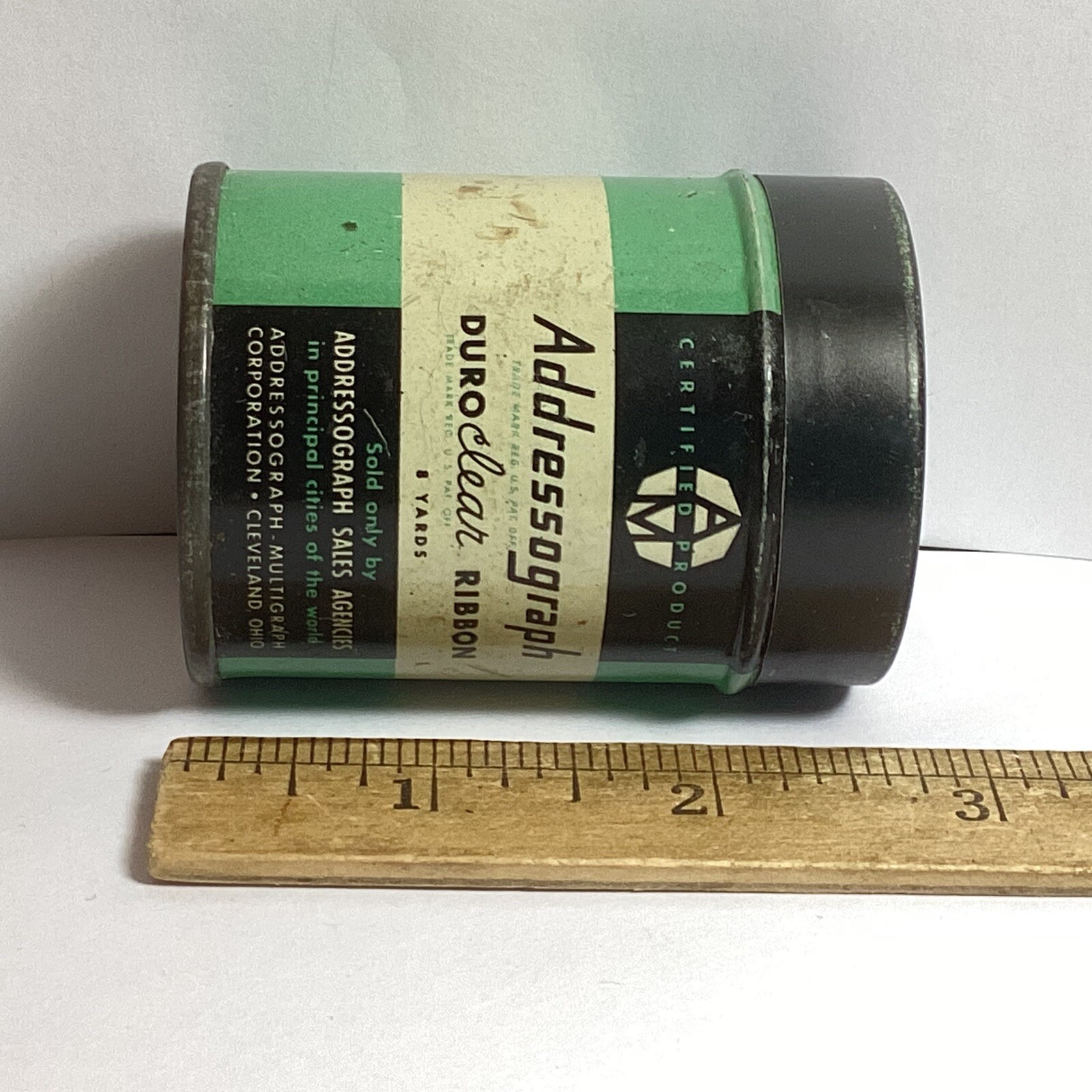 VINTAGE TYPEWRITER DURO CLEAR ADDRESSOGRAPH RIBBON TIN CAN *EMPTY*