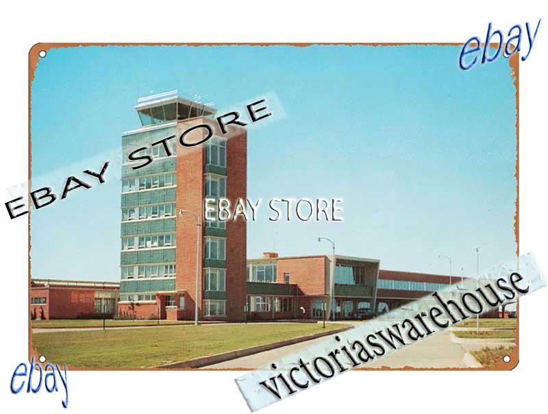 Tin Sign 1955 Wichita Kansas Municipal Airport Postcard plaque printing
