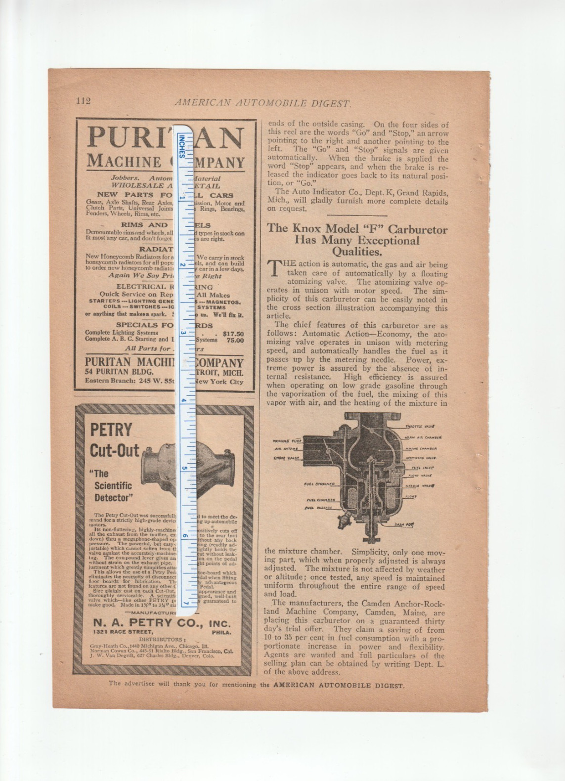 Vintage 1920 CORNFIELD WHEEL Co. Magazine AD~PURITAN MACHINE, Detroit~N.A Petry