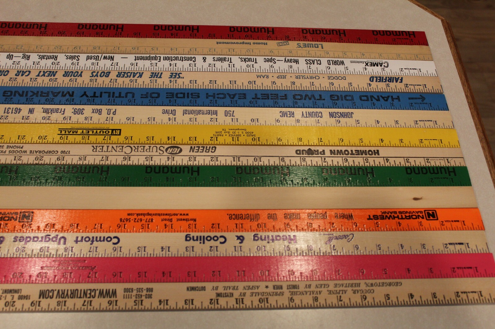 14 Yardstick Wood Wooden Ruler Lot Advertising Sign Color Art Craft Hobby