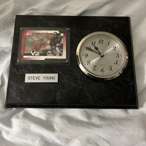 Steve Young Vintage Quartz Clock Football Card 49ers NFL Works Rare Desk Decor