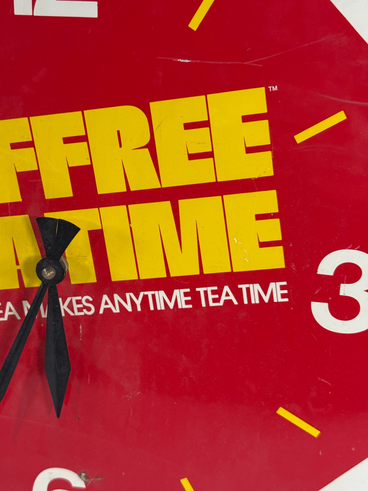 vtg 70s 80s Kaffree Tea Time Advertising Metal Wall Clock