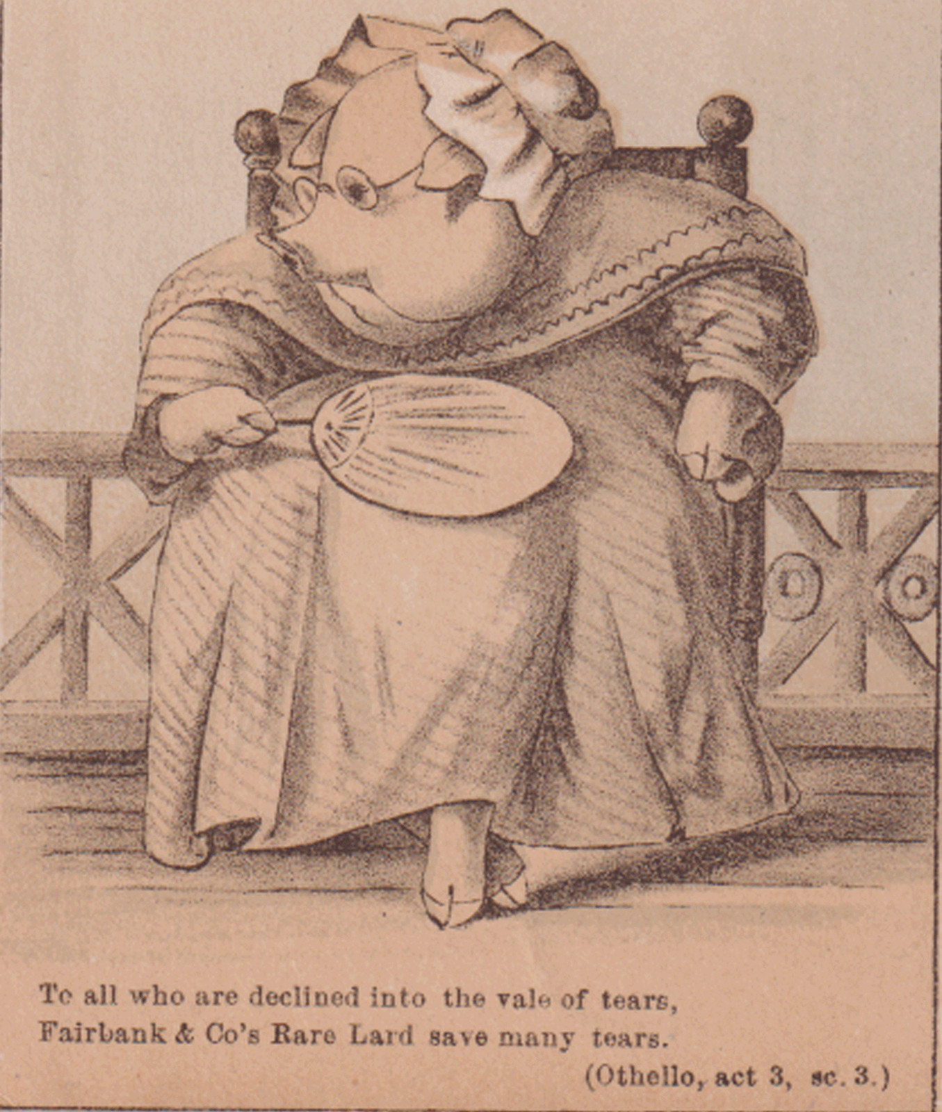 N.K. FAIRBANKS & CO. LARD REFINERS, TRADE CARD, “OTHELLO” with a FAT PIG Z22*