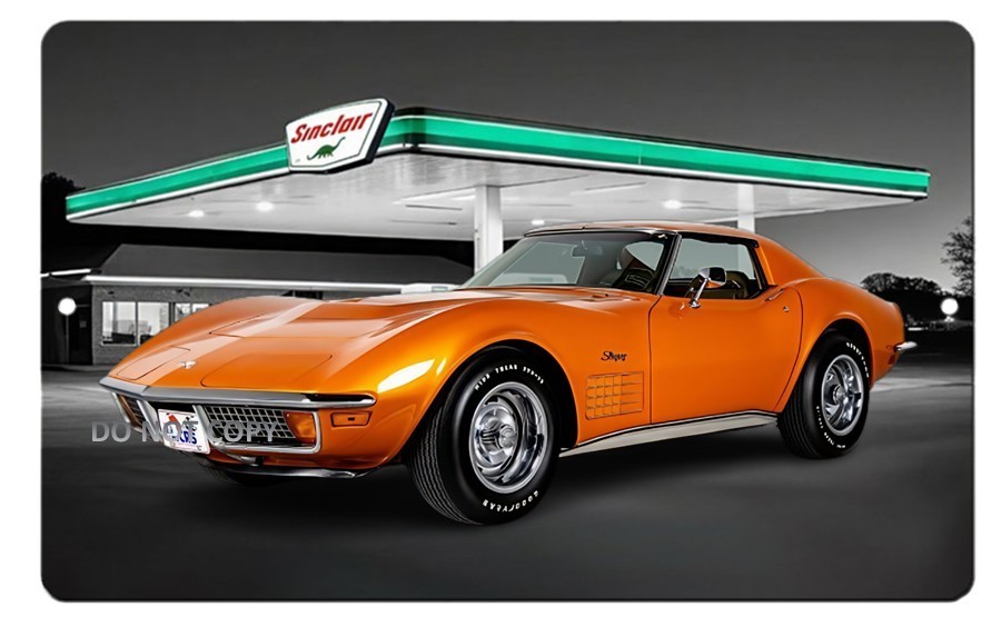 1972 Corvette LT1 in Sinclair Station Metal Aluminum Sign 8 x 12 inches