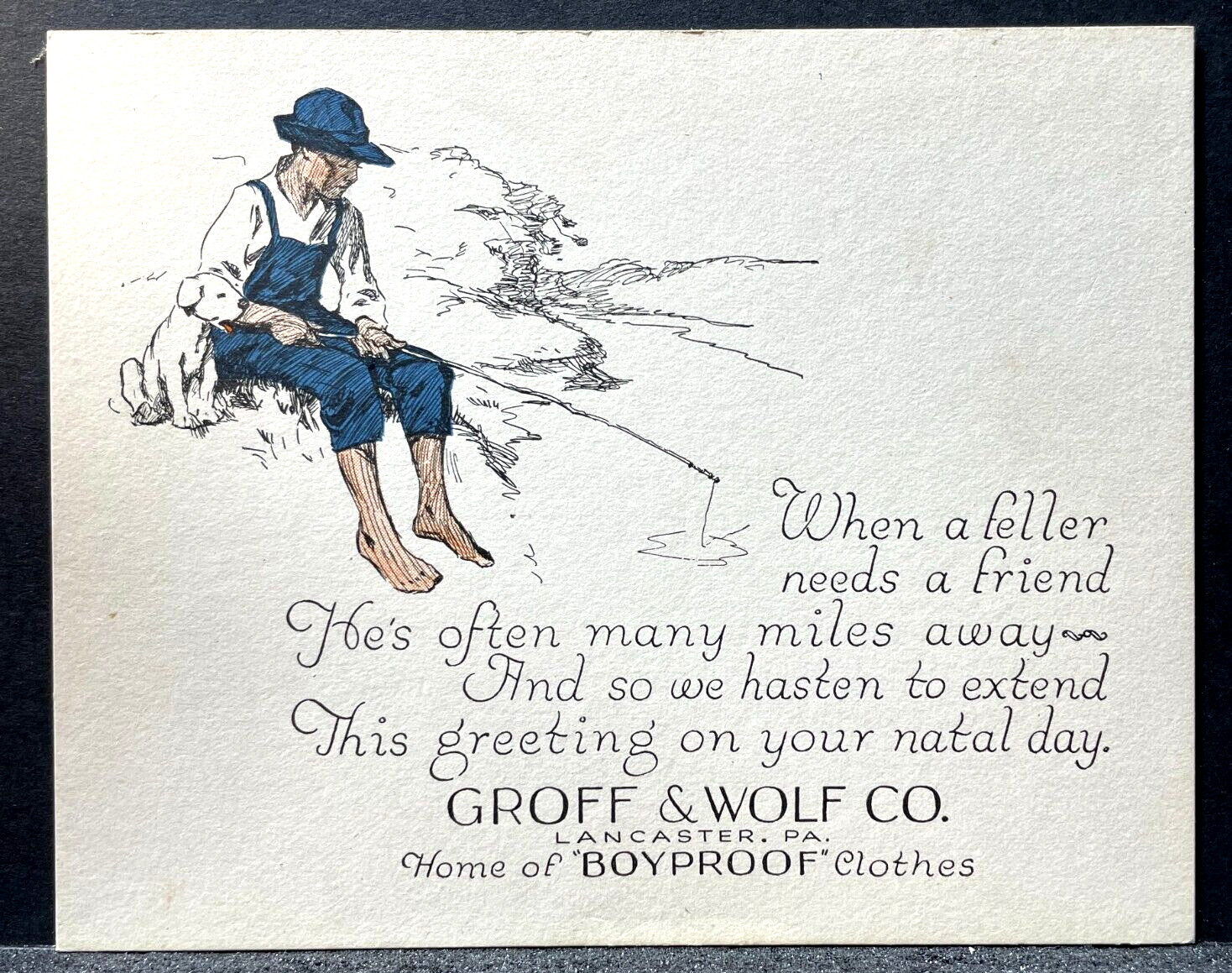Lancaster, PA Groff & Wolf Co. “Boy Proof “Clothes Birthday Greeting Card