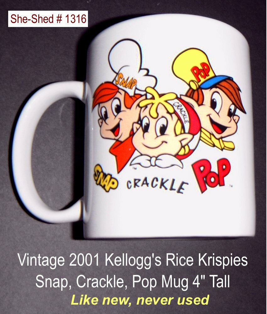 2001 Kelloggs Snap Crackle Pop Rice Krispies Ceramic 10oz Coffee Cup Mug VGC
