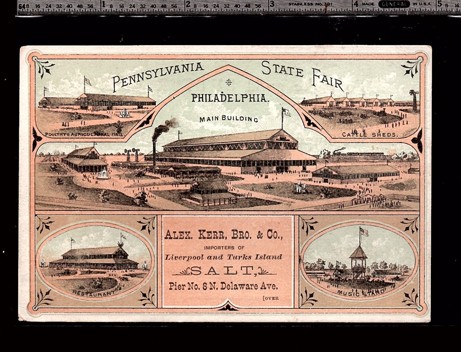Antique 1880s Pennsylvania State Fair Salt Vendor Victorian Trade Card