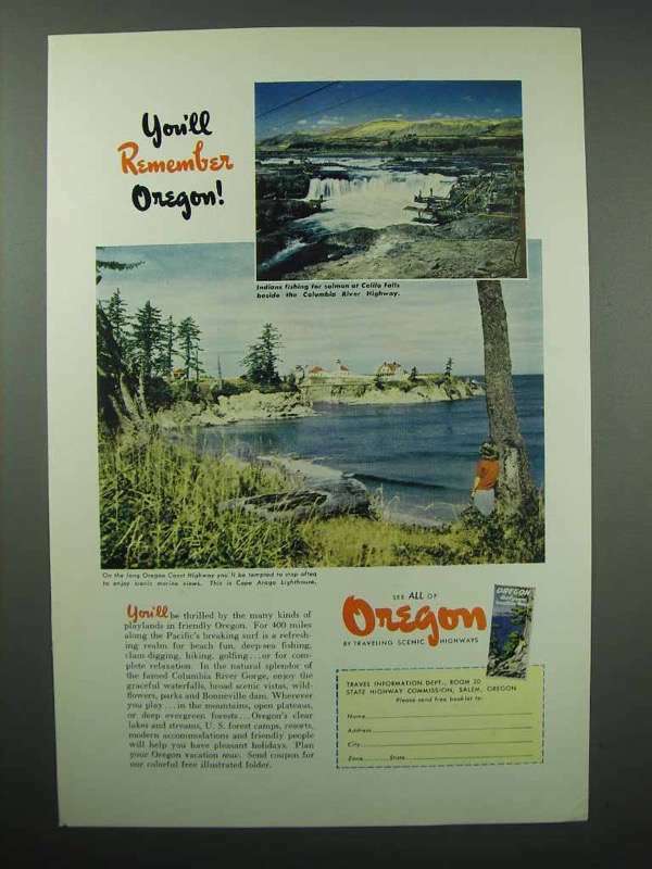 1950 Oregon Tourism Ad – Cape Arago Lighthouse