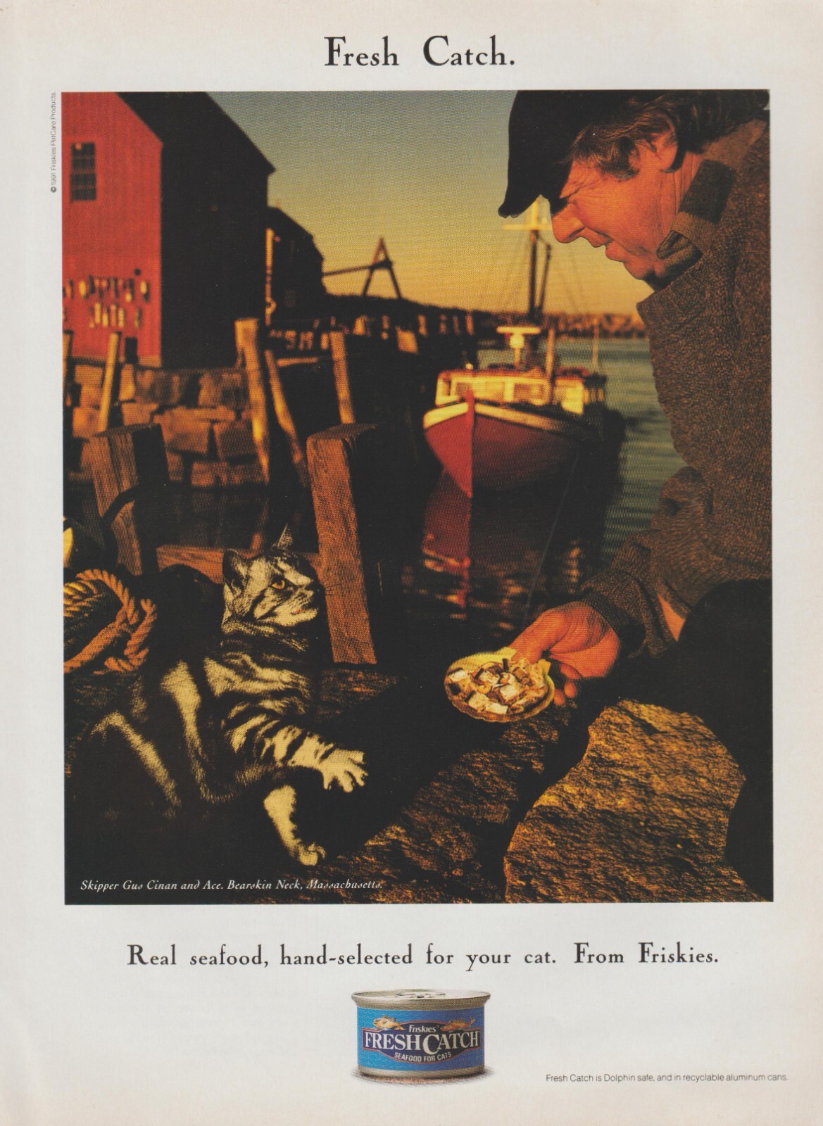 1991 Friskies Fresh Catch Seafood For Cats – Mass. Boat Skipper – Print Ad Photo