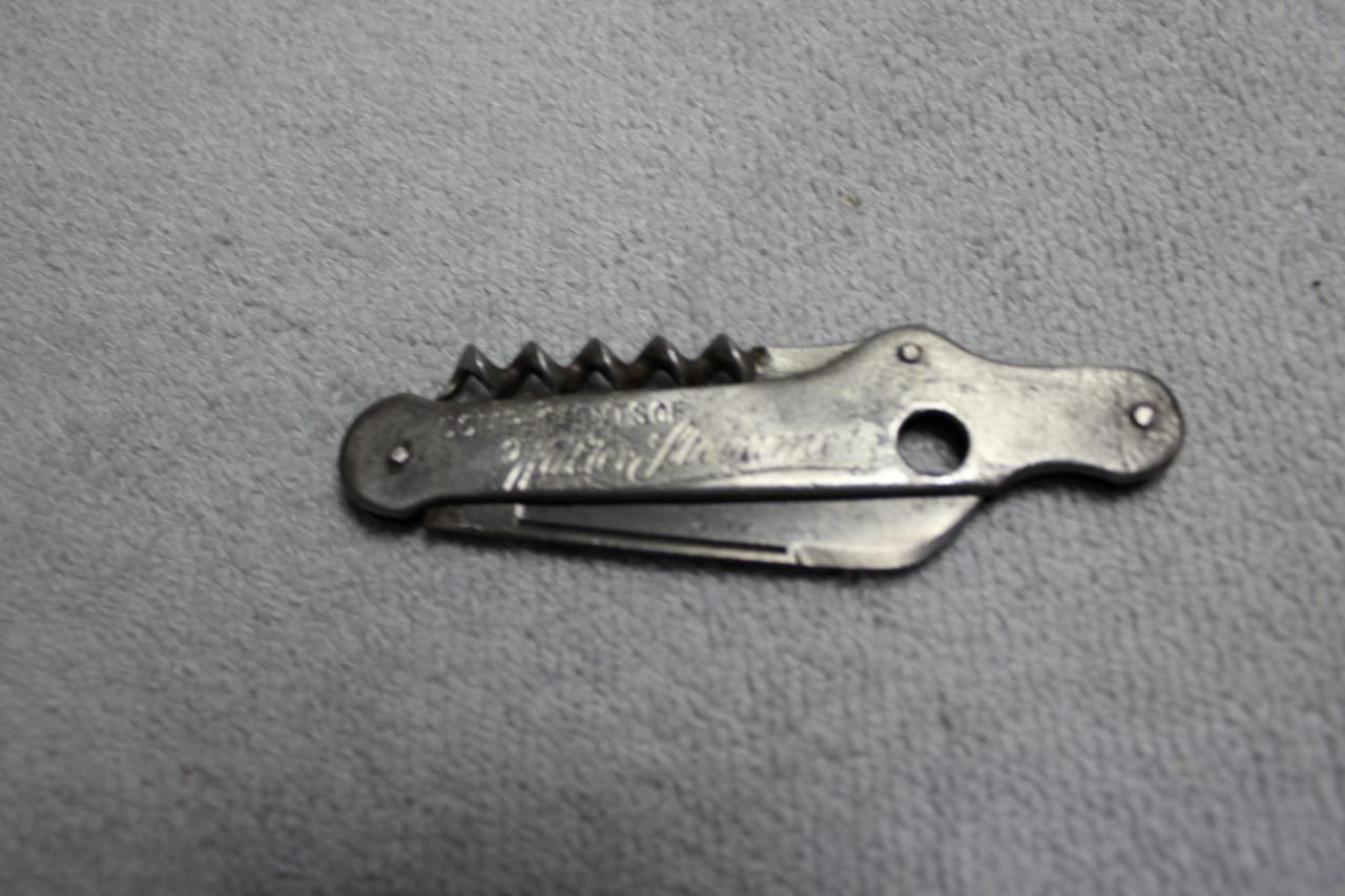 Antique Advertising Cork Screw Pocket Knife Cigar Cutter Steinmetz Omaha Neb
