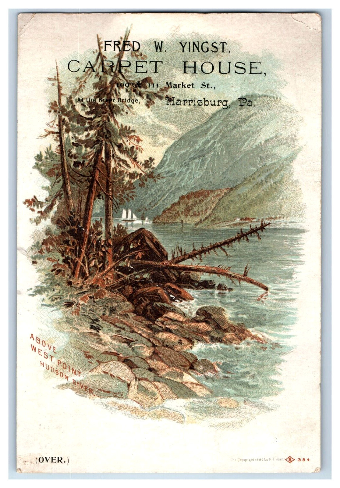 1889 Fred. W. Yingst Carpet House West Point Hudson River &D