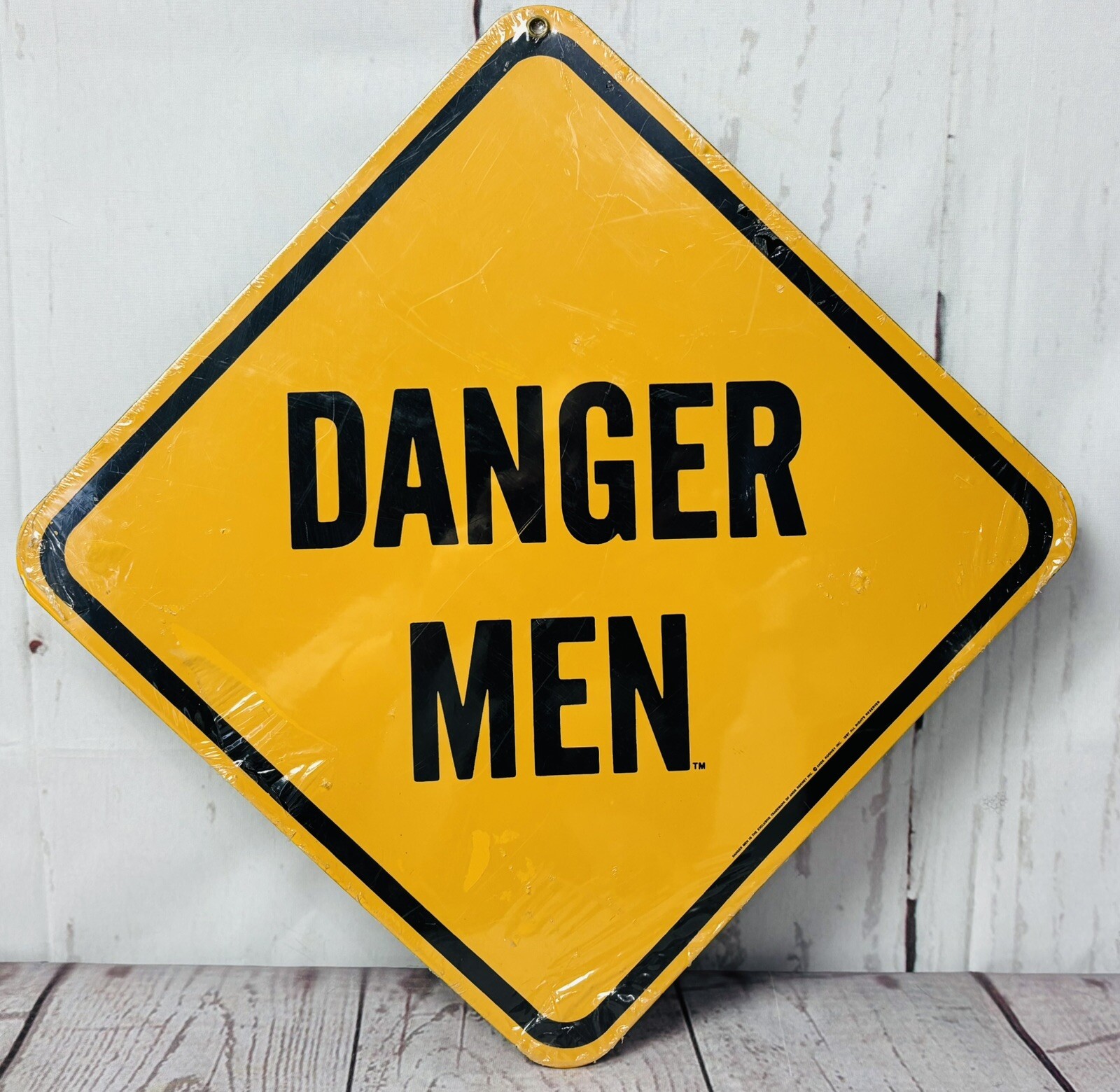 New Danger Men Porcelain Sign 11.5×11.5” Ande Rooney 1997