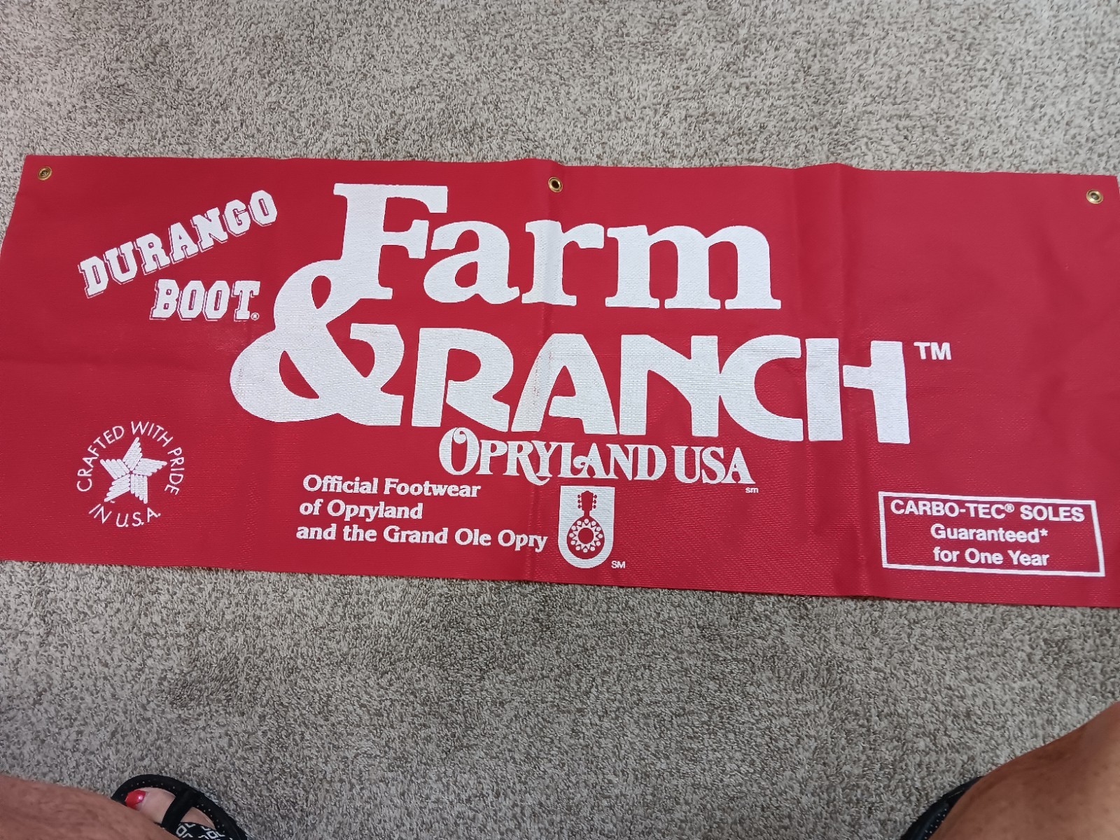 Durango Boot Farm & Ranch Opryland USA Red BANNER Gourmets 48 ” X 8 1/2″