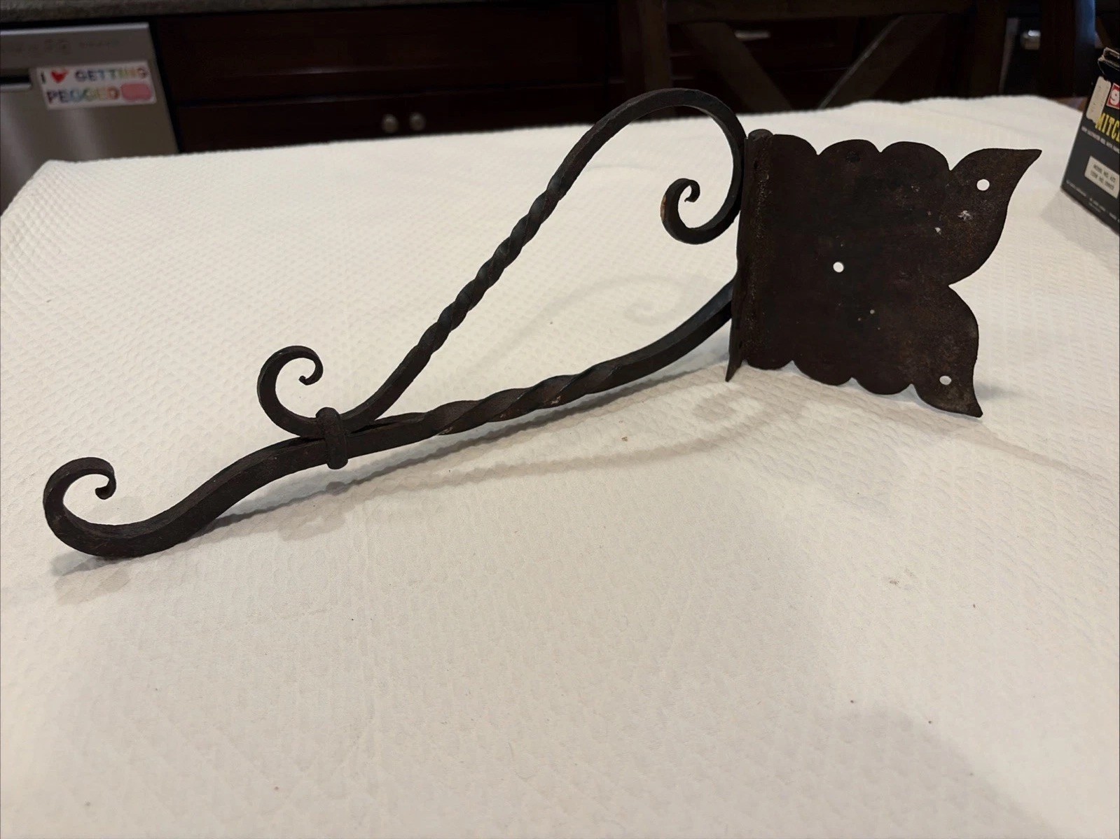 RARE Vintage Hand Made Wrought Iron Swivel Advertising Sign Bracket Mount