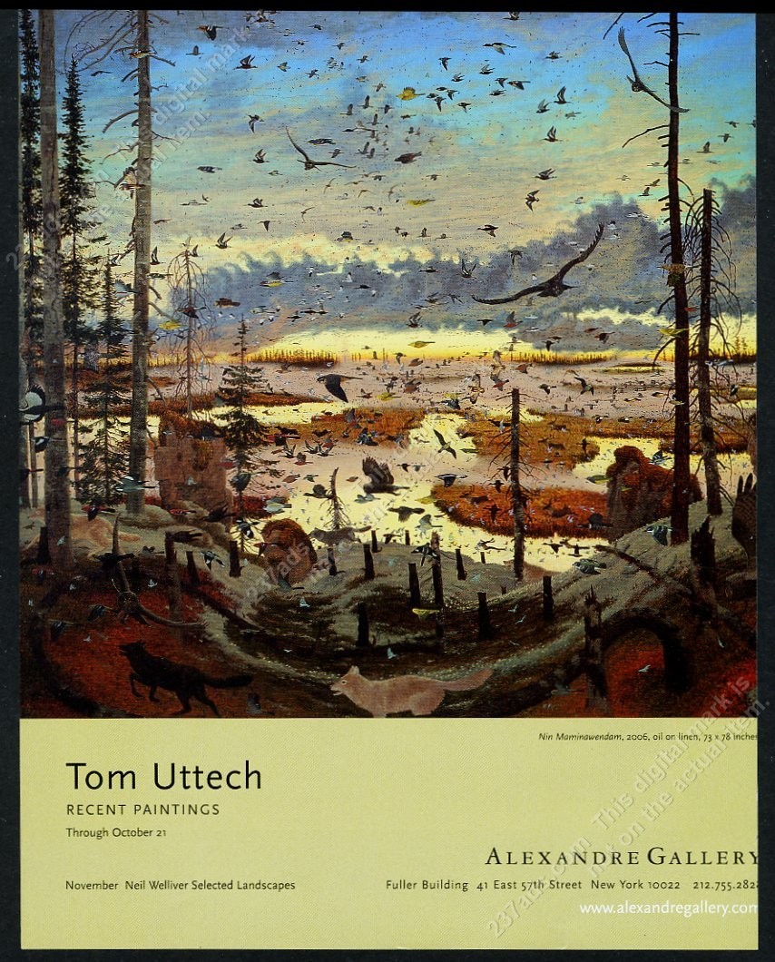 2006 Tom Uttech Nin Maminawendam birds painting NYC gallery show vtg print ad